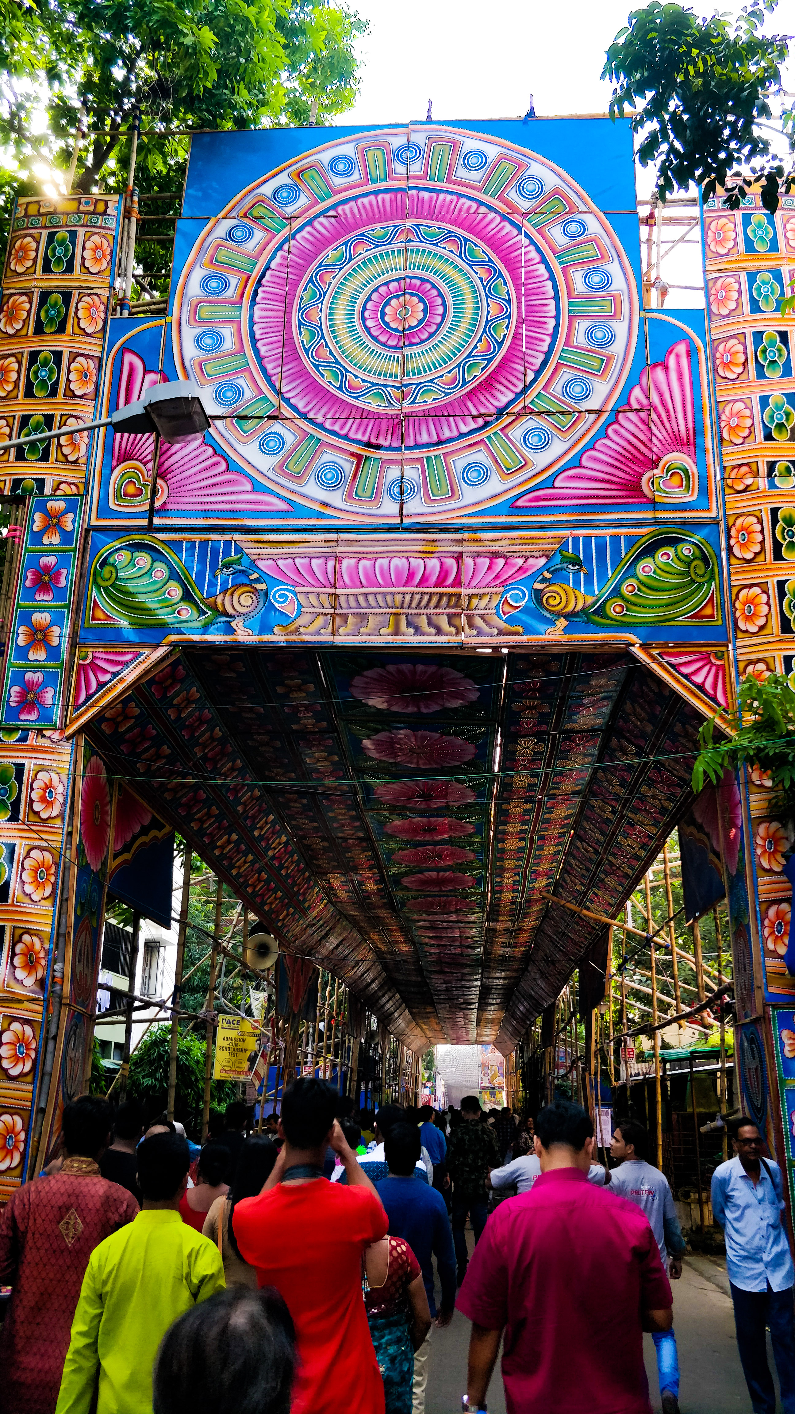 Large archways like these are built all over the city for Durga Pujo